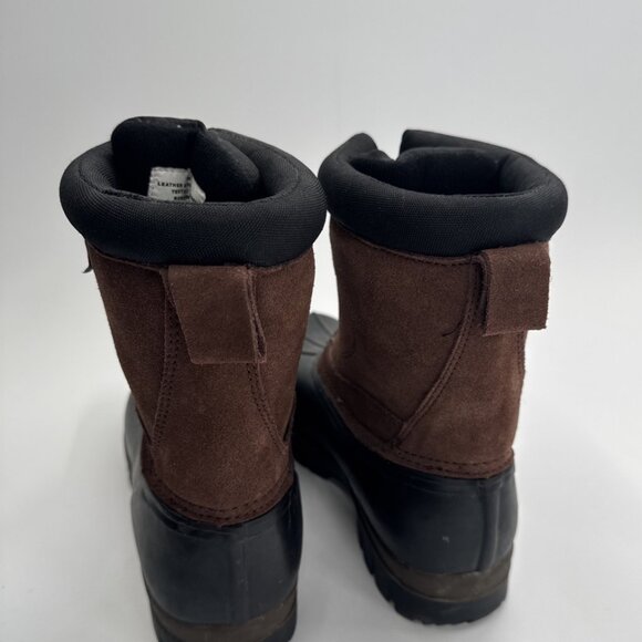 Mens Duck Boots 10 Brown Leather Rubber Mid Front Zip Padded Winter Comfortemp - Picture 12 of 12